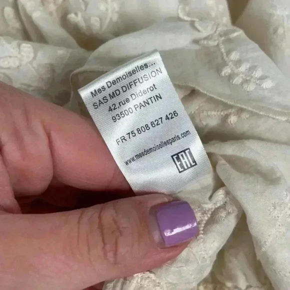 Mes Demoiselles Ivory Floral Embroidered Poplin Top - Picture 10 of 11